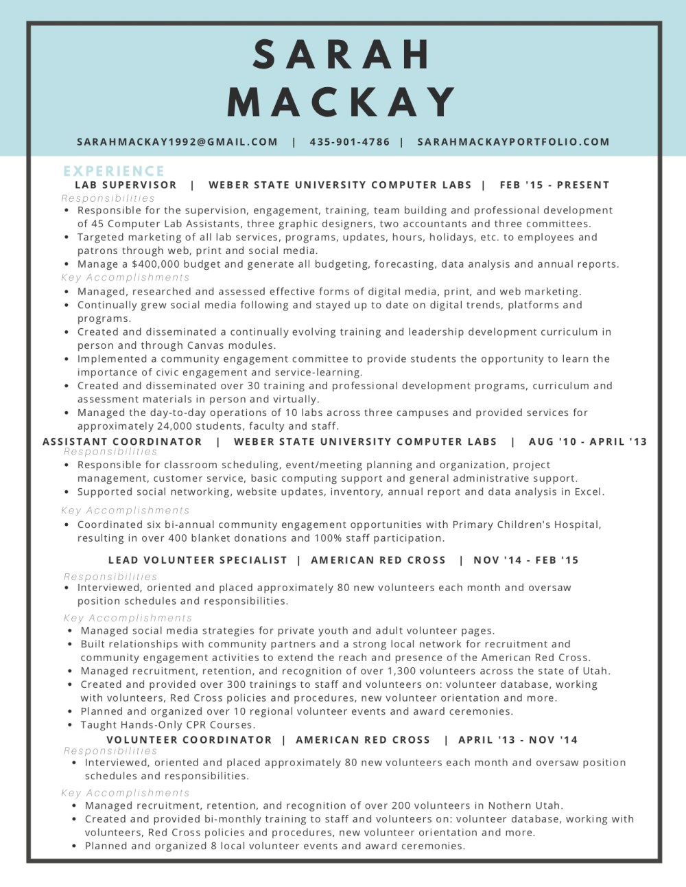 MacKay, Sarah - Resume